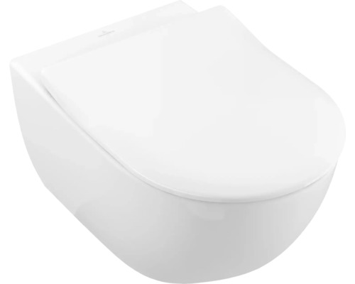 Villeroy & Boch Wand-WC Set Subway 2.0 Tiefspüler offener Spülrand weiss glänzend mit WC-Sitz 5614R201