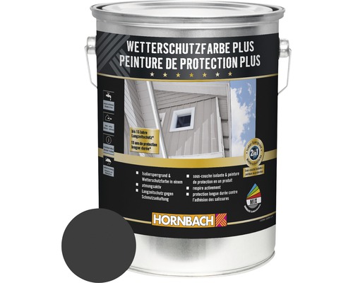 Peinture de protection du bois contre les intempéries Plus anthracite 5 l