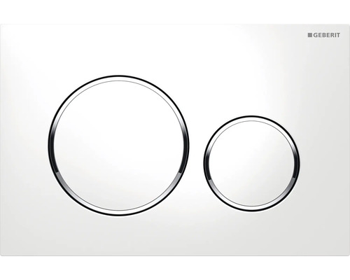 Plaque de commande GEBERIT Sigma 20 plaque blanc brillant / bouton blanc brillant / anneau décoratif chrome 115.882.KJ.1