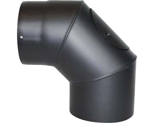 Conduit de poêle coudé 90° Ø 120 mm avec trappe senotherm vernis noir métallisé Coude de tuyau de poêle avec orifice de nettoyage