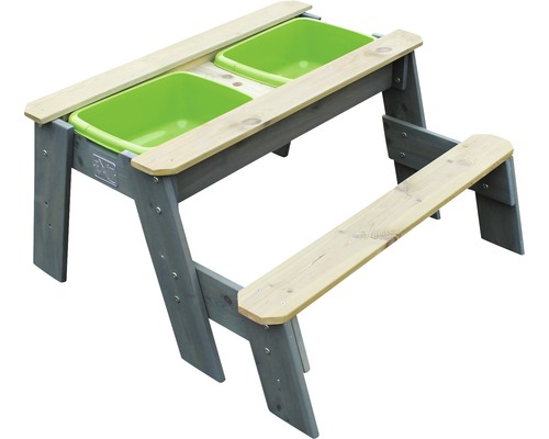 Table de jeu sable-eau et de pique-nique EXIT Aksent avec 1 banc 89x95x50 cm gris