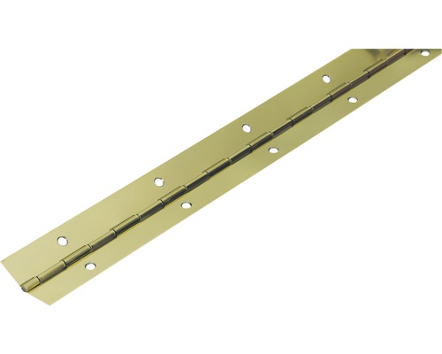 Stangenscharnier 32x1200 mm, vermessingt, 1 Stück Langes Scharnier aus Metall mit Befestigungslöchern