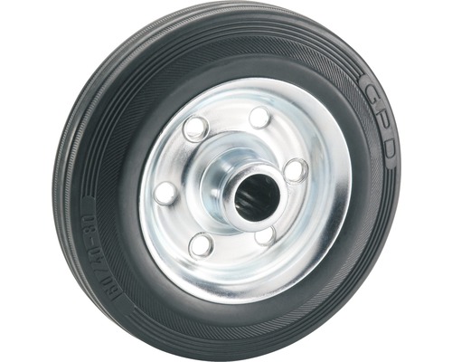 Tarrox Standard Vollgummirad, bis 150 kg, mit Stahlfelge, 160 x 40 x 20 mm Rad mit Gummireifen und Metalleinsatz
