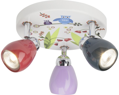 Lampe pour enfants spot de plafond LED hiboux 3 x 2.5 W GU10