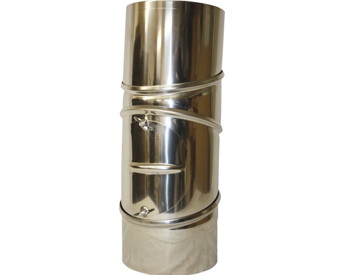 Coude de tuyau de poêle 90° Ø150 mm en 4 parties avec porte pivotant acier inoxydable
