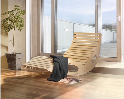 Sauna Wellnessliege Weka 165x64x95 cm aus Holz ergonomisch inkl. Saunatuch