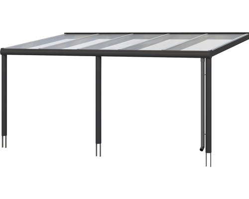 Abri de voiture avec toit transparent et cadre foncé