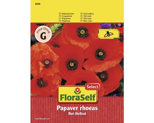 Coquelicot 'Rouge-rouge clair' FloraSelf semences stables graines de fleurs