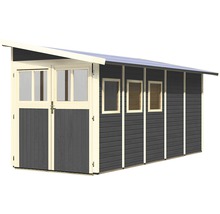 Abri de jardin en bois avec double porte et fenêtres