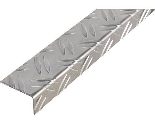 Profilé d'angle en aluminium strié 43,5x23,5x1,5 mm, 2 m Profilé d''angle en aluminium avec motif de tôle gaufrée