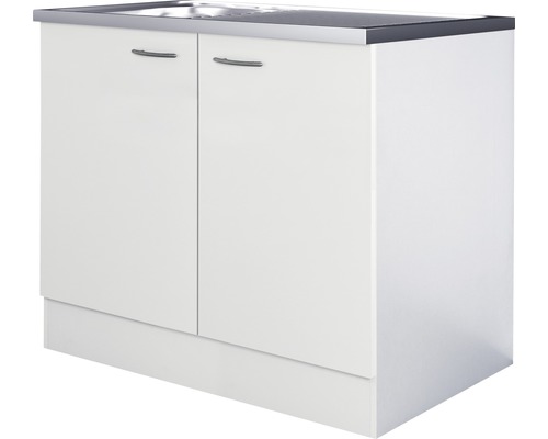 Spülenschrank inkl. Spüle Flex Well Wito BxHxT 100x85x60 cm Frontfarbe weiss - Korpusfarbe weiss