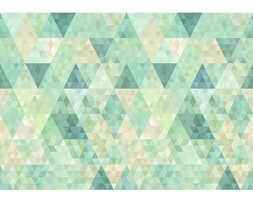 Papier peint panoramique intissé triangles bleu vert 312 x 219 cm