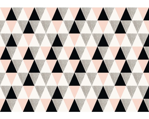 Fototapete Pap. Dreiecke rosa schwarz 254 x 184 cm
