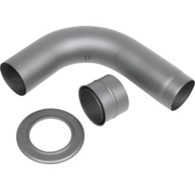 Coude de conduit de fumée, manchon et rosace en métal