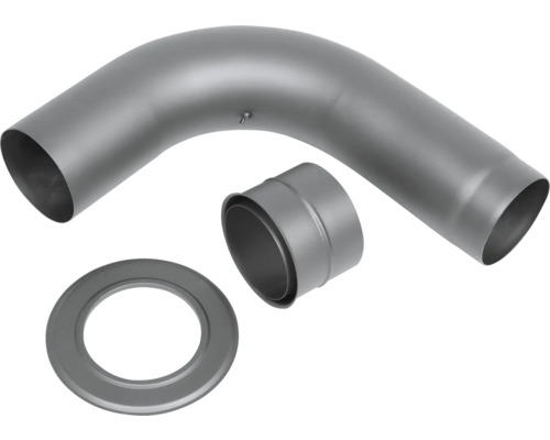 Coude de conduit de fumée, manchon et rosace en métal