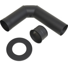 Coude de tuyau de poêle, rosace et rallonge en acier