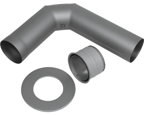 Tuyau coudé, pièce de raccordement et rosette pour tuyaux de poêle
