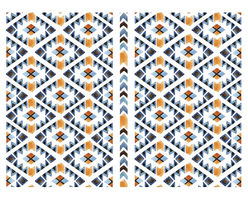 Fototapete Papier Muster blau orange 254 x 184 cm