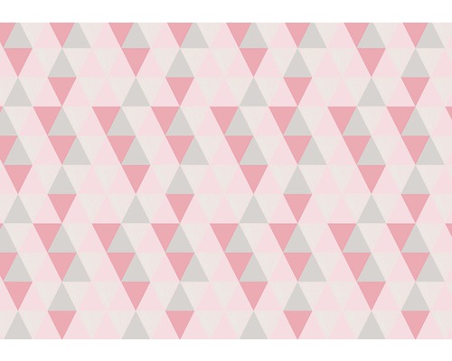 Papier peint photo papier triangles rose gris 254 x 184 cm