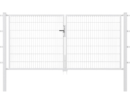 Portillon grillagé double ALBERTS Flexo 300 x 100 cm y compris poteaux 8 x 8 cm galvanisé à chaud