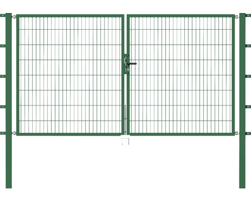 Portillon grillagé double ALBERTS Flexo 300 x 100 cm y compris poteaux 8 x 8 cm vert