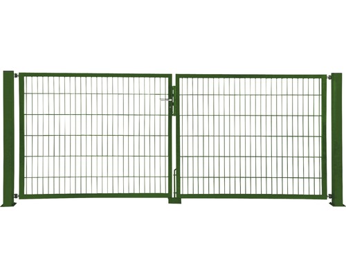 Portillon grillagé double ALBERTS Flexo 300 x 120 cm y compris poteaux 8 x 8 cm vert