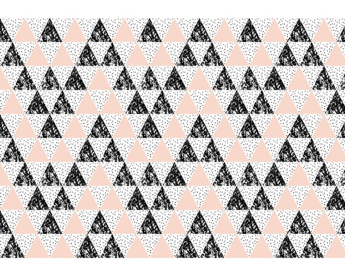 Fototapete Papier Dreiecke rosa schwarz 254 x 184 cm
