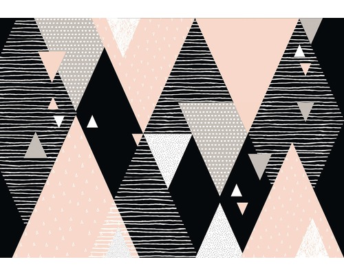 Papier peint photo papier Abstraktion triangles rose noir 254 x 184 cm Motif géométrique avec des triangles et des lignes