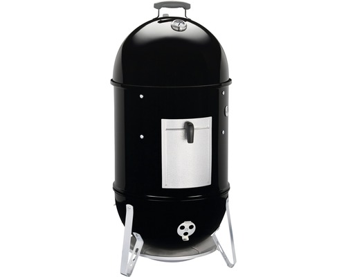 Schwarzer Watersmoker Grill mit Temperaturanzeige