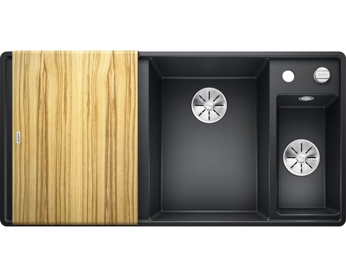 Évier avec égouttoir et planche à découper en bois