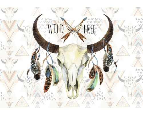 Fototapete Papier Büffel Wild Free creme braun 254 x 184 cm