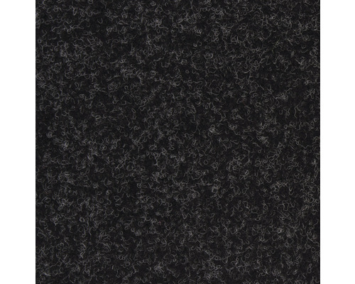 Spannteppich Flachgewebe Zenith anthrazit 400 cm breit (Meterware) Nahaufnahme eines schwarzen Teppichs mit Schlingenstruktur