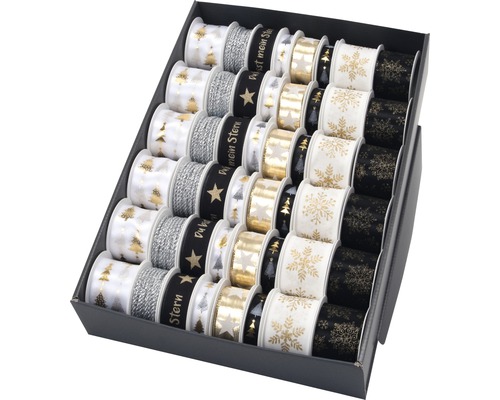 Boîte de rouleaux de ruban cadeau avec différents motifs