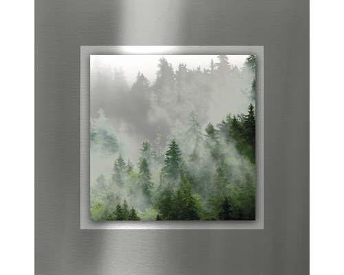 Tableau métallique Alu Trees&White Mist I 50x50 cm