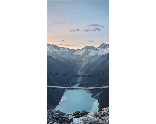 Tableau métallique Alu Pont et lac de montagne 100x200 cm