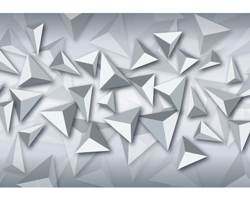 Fototapete Vlies 10937 VEXXLDreiecke 3D weiss grau 3-tlg. 312 x 219 cm Abstraktes Design mit dreidimensionalen Dreiecken
