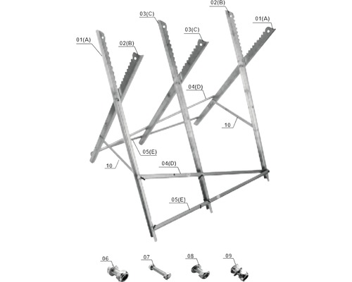 Chevalet de sciage avec vis et écrous