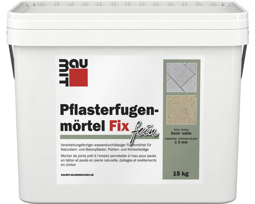 Mortier pour joints de pavés Baumit Fix sable fin 15 kg Seau de mortier de jointoiement pour pavés Fix fin, 15 kilogrammes