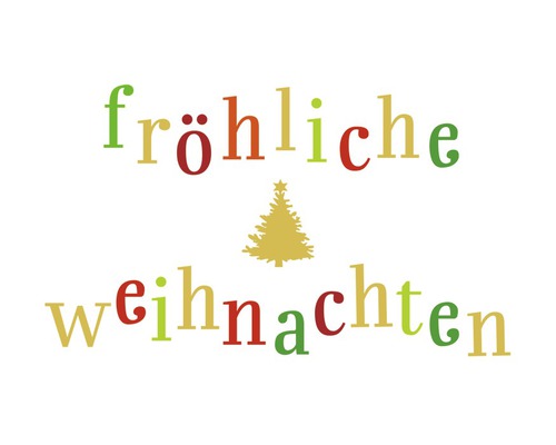 Weihnachtspostkarte Fröhliche Weihnachten 14,8x10,5 cm Fröhliche Weihnachten Schriftzug mit Weihnachtsbaum