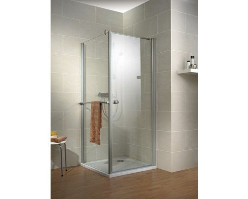 Porte de douche avec paroi latérale Schulte ExpressPlus Garant 90 cm verre transparent, couleur du profilé aluminium