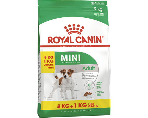 ROYAL CANIN Hundefutter trocken Mini Adult für kleine Hunde 8 kg + 1 kg