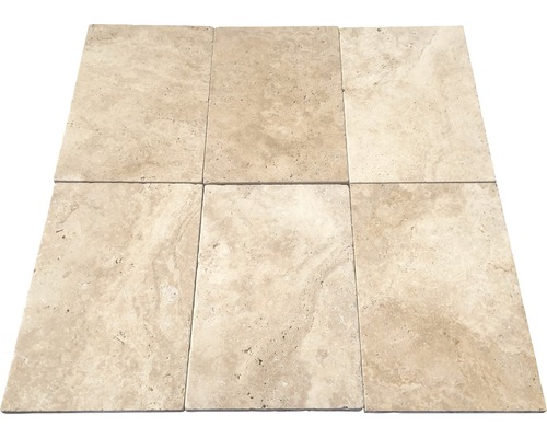 Sechs Travertinfliesen