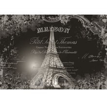 Papier peint décoratif avec motif de la Tour Eiffel et inscriptions style vintage
