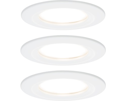 Drei runde LED Einbaustrahler aus Kunststoff