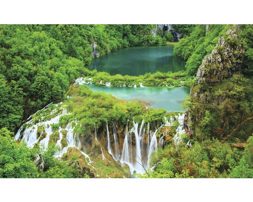 Papier peint photo intissé Wasserfälle vert bleu 312 x 219 cm