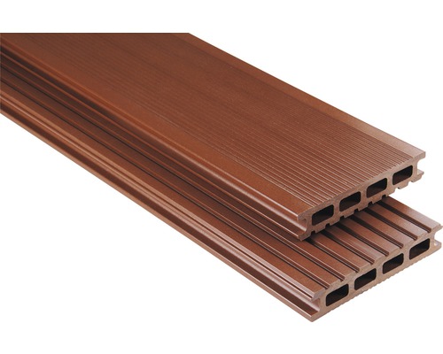 Lame de terrasse Konsta en bois composite Primera alvéolé lisse 26x145x3000 mm marron