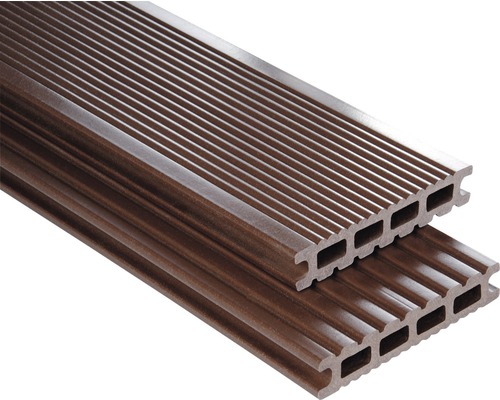Lame de plancher Konsta WPC Futura marron chocolat lisse 26x145x5000 mm