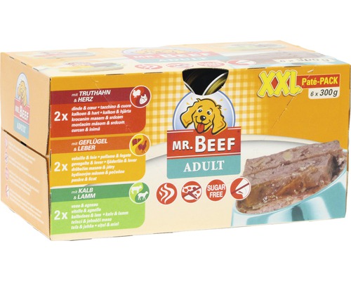 Pâtée pour chiens Mr. BEEF pâté aux crustacés 6 x 300 g