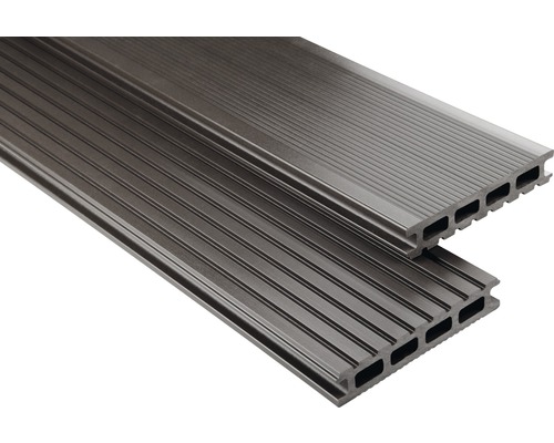Lame de plancher Konsta WPC Primera gris brun lisse 26x145x6000 mm