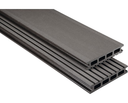 Lame de plancher Konsta WPC Primera gris brun brossé 26x145x3500 mm